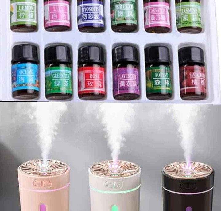 Aroma difuzor za kola + Poklon set etericnih ulja 12 razlicitih mirisa